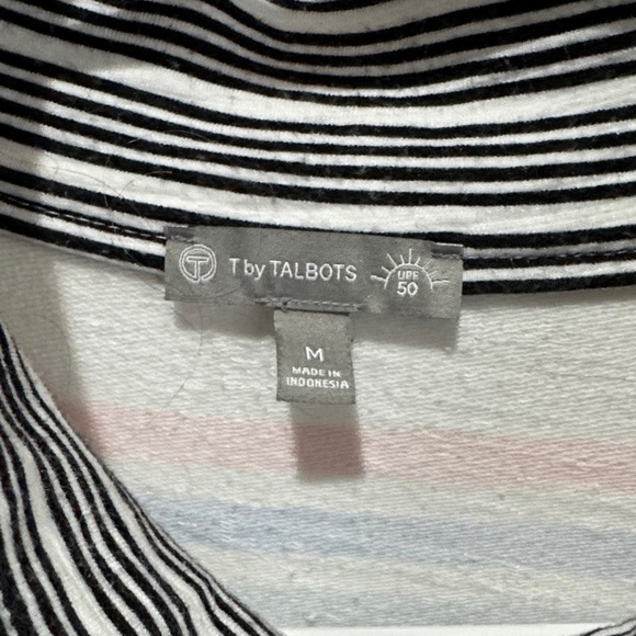 Talbots Black and White Striped Top Medium A10 - Picture 2 of 10